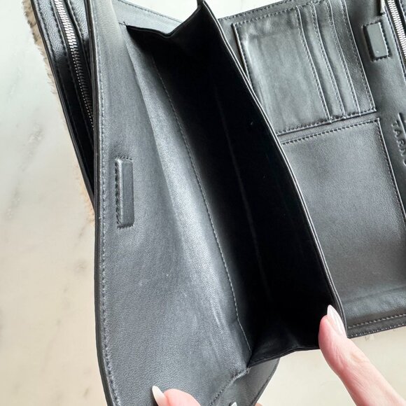 Genuine Fur & Leather Clutch – Luxe Tan Shearling with Black Snakeskin Print - Picture 5 of 11